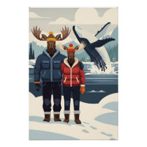 Alaskan whale watching photobomb poster