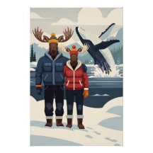 Alaskan whale watching photobomb poster