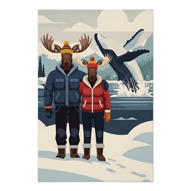 Alaskan whale watching photobomb poster (Front)