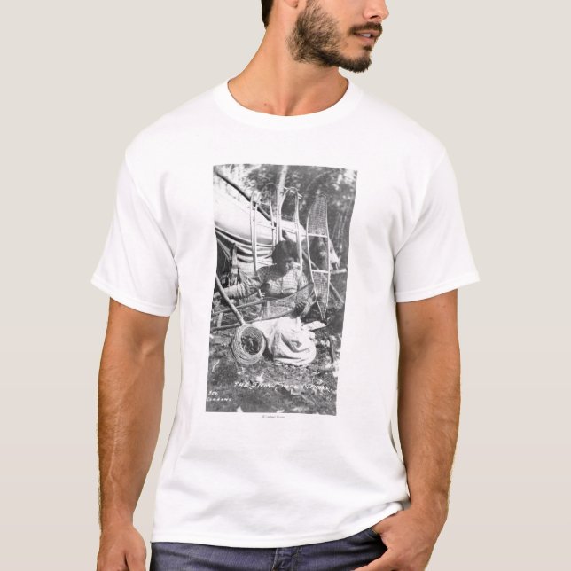 Alaskan Woman Making Snowshoes Photograph T-Shirt (Front)