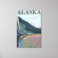 AlaskaRailroad and Fireweed Vintage Travel