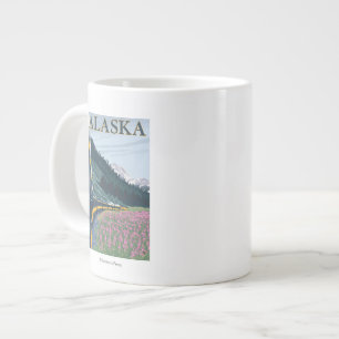 AlaskaRailroad and Fireweed Vintage Travel Giant Coffee Mug