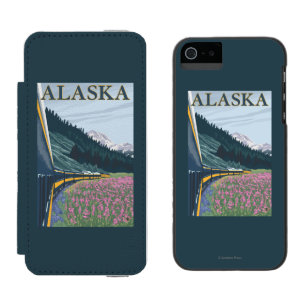 AlaskaRailroad and Fireweed Vintage Travel iPhone SE/5/5s Wallet Case