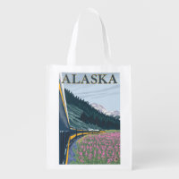 AlaskaRailroad and Fireweed Vintage Travel