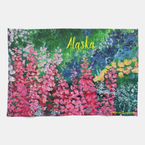 Alaskas Mountains  Fireweed Kitchen Towel