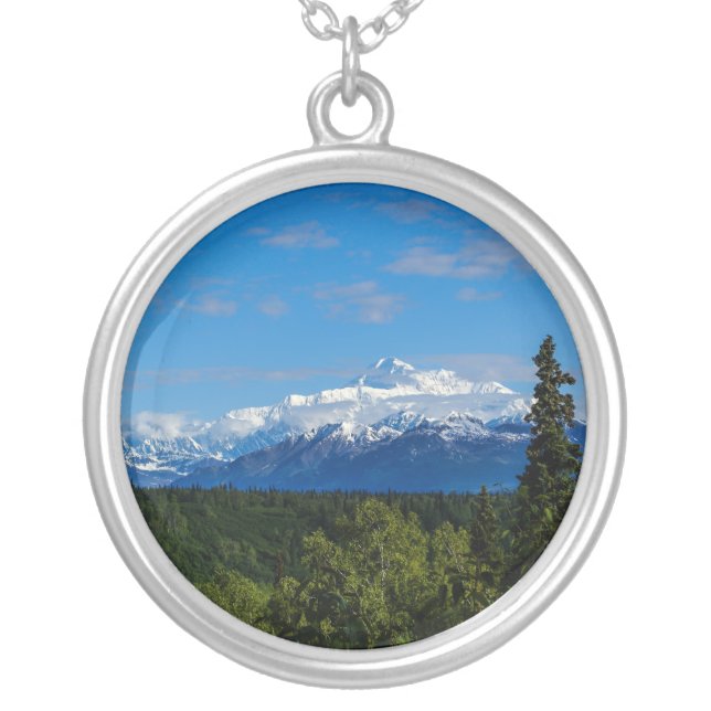 Alaska's Mt. McKinley Silver Plated Necklace (Front)