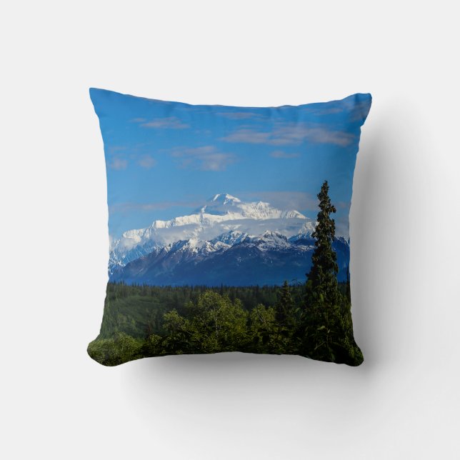 Alaska's Mt. McKinley Throw Pillow (Front)