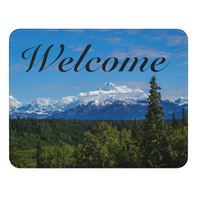Alaska's Mt Mckinley Welcome Door Sign (Contemporary Front)
