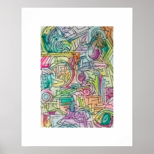 Alassio_Abstract Watercolor And Ink Art Poster