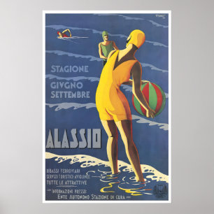 Alassio Travel Art Italy Sports Poster Home