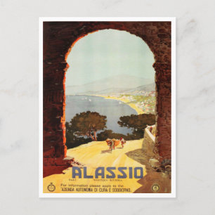 Alassio, Western Riviera italy Vintage Travel Postcard