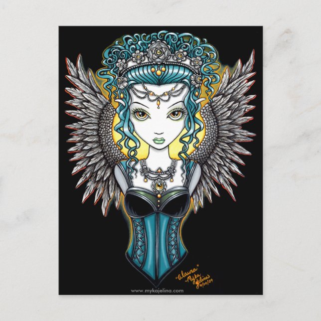 "Alaura" Gothic Guardian Angel Postcard (Front)