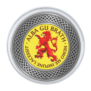 Alba Gu Brath Lion Rampant Knot Silver Finish Lapel Pin