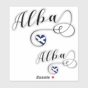 Alba, Scotland Flag In Heart, Gaelic Sticker