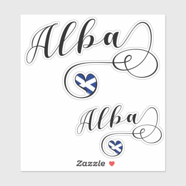 Alba, Scotland Flag In Heart, Gaelic Sticker (Sheet)