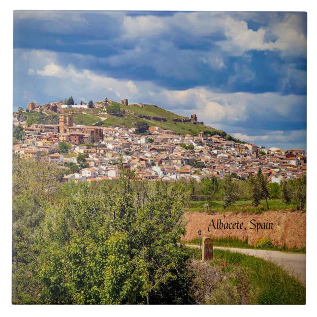 Albacete, Spain cityscape photograph, Ceramic Tile (Front)