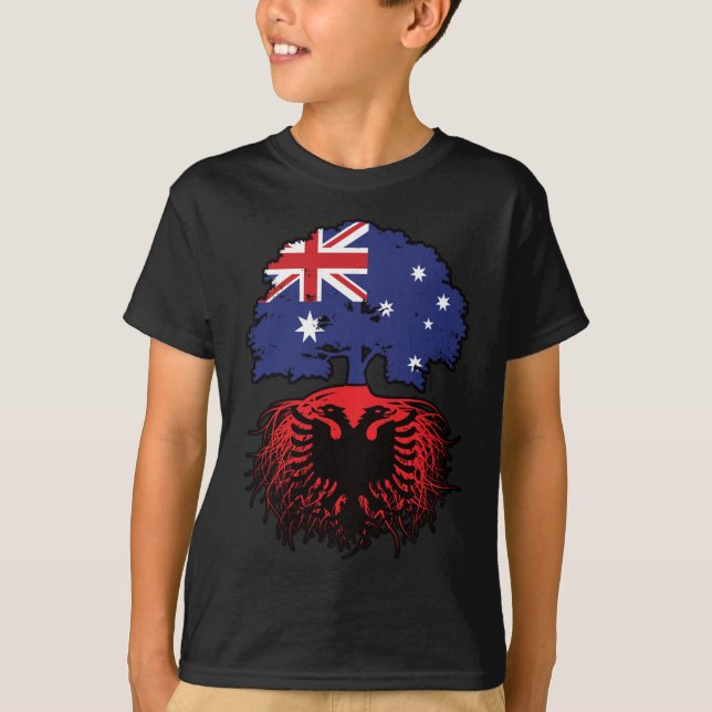 Albania Albanian Australian Australia Tree Roots T-Shirt (Front)