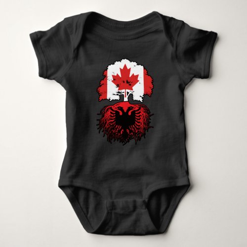 Albania Albanian Canadian Canada Tree Roots Flag Baby Bodysuit