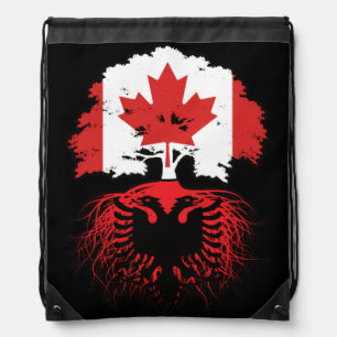 Albania Albanian Canadian Canada Tree Roots Flag Drawstring Bag