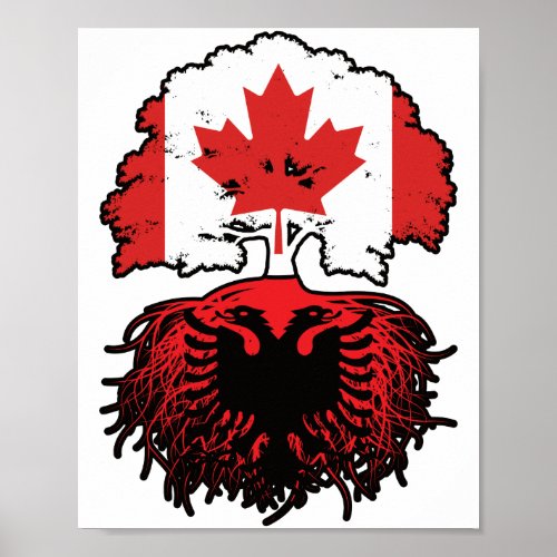 Albania Albanian Canadian Canada Tree Roots Flag Poster