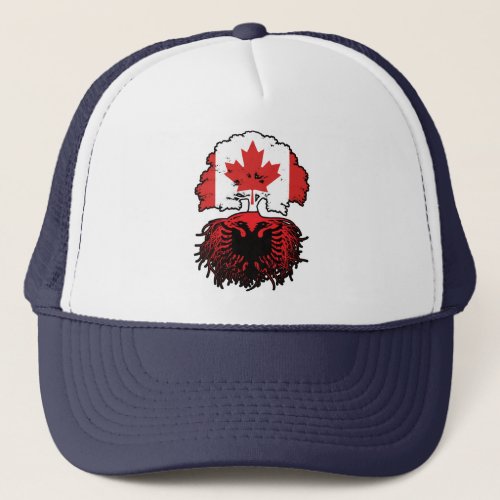Albania Albanian Canadian Canada Tree Roots Flag Trucker Hat
