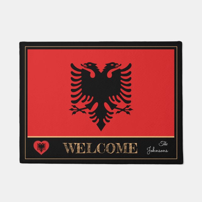 Albania & Albanian Flag house mats /sports Welcome (Front)