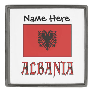 Albania Albanian Flag Personalized  Gunmetal Finish Lapel Pin