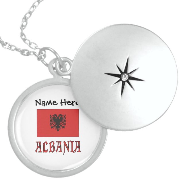 Albania Albanian Flag Personalized  Locket Necklace (Front)
