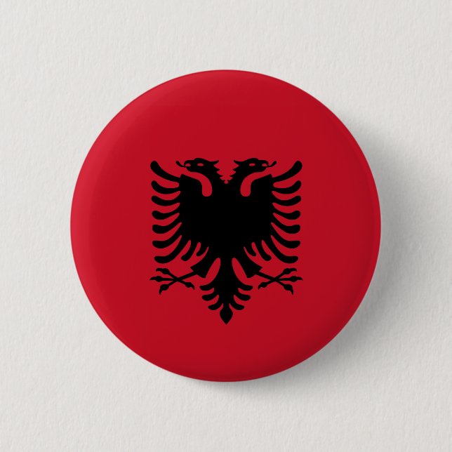 Albania - Albanian Flag Pinback Button (Front)