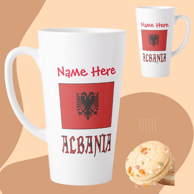 Albania Albanian Flag Red Personalization Large Latte Mug (Creator Uploaded)