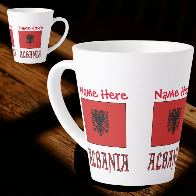 Albania Albanian Flag Red Personalization  Latte Mug (Creator Uploaded)