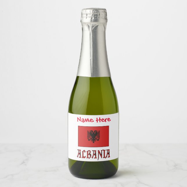 Albania Albanian Flag Red Personalization  Sparkling Wine Label (Front)
