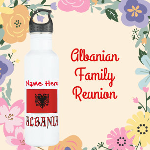 Albania Albanian Flag Red Personalization Stainless Steel Water Bottle
