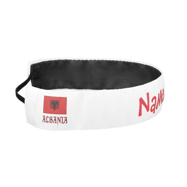 Albania Albanian Flag Red Personalized  Athletic Headband (Left)