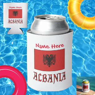 Albania Albanian Flag Red Personalized Can Cooler