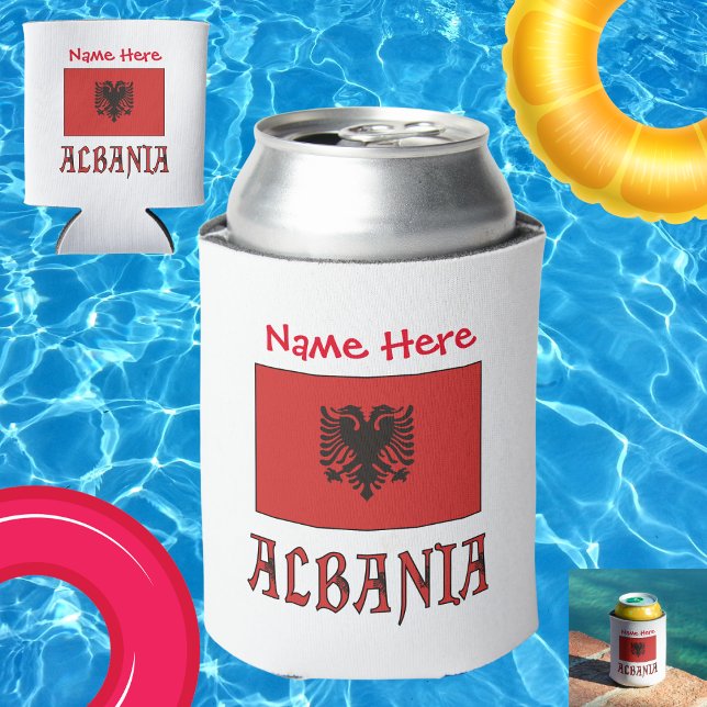 Albania Albanian Flag Red Personalized Can Cooler (Creator Uploaded)