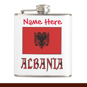 Albania Albanian Flag Red Personalized Flask
