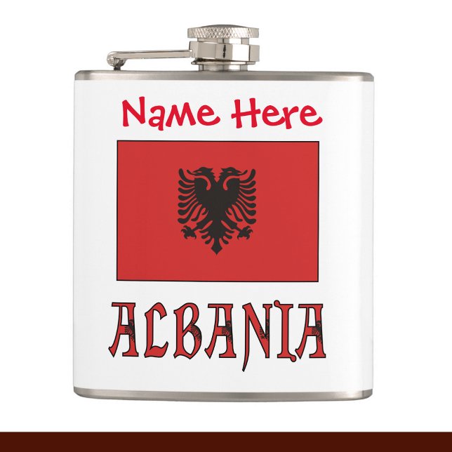 Albania Albanian Flag Red Personalized Flask (Creator Uploaded)