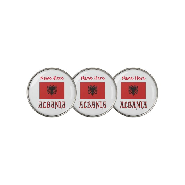 Albania Albanian Flag Red Personalized Golf Ball Marker (3 Up)