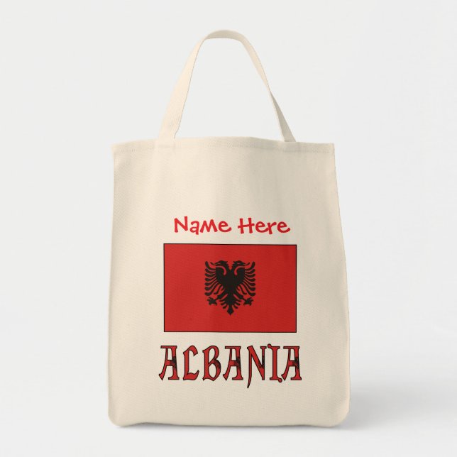 Albania Albanian Flag Red Personalized  Tote Bag (Front)