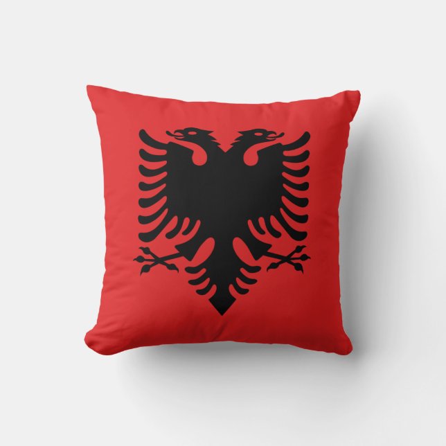 Albania (Albanian) Flag Throw Pillow (Front)