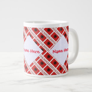Albania Albanian Flag Tiled Red Personalization  Giant Coffee Mug