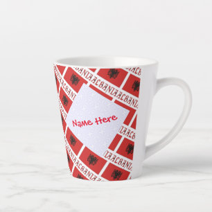 Albania Albanian Flag Tiled Red Personalization Latte Mug
