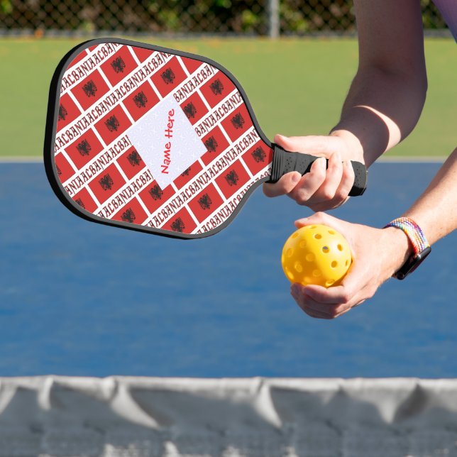 Albania Albanian Flag Tiled Red Personalization  Pickleball Paddle (Insitu)