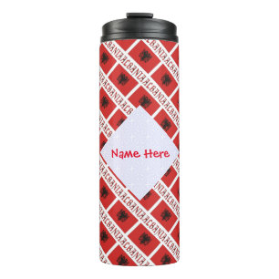 Albania Albanian Flag Tiled Red Personalization Thermal Tumbler