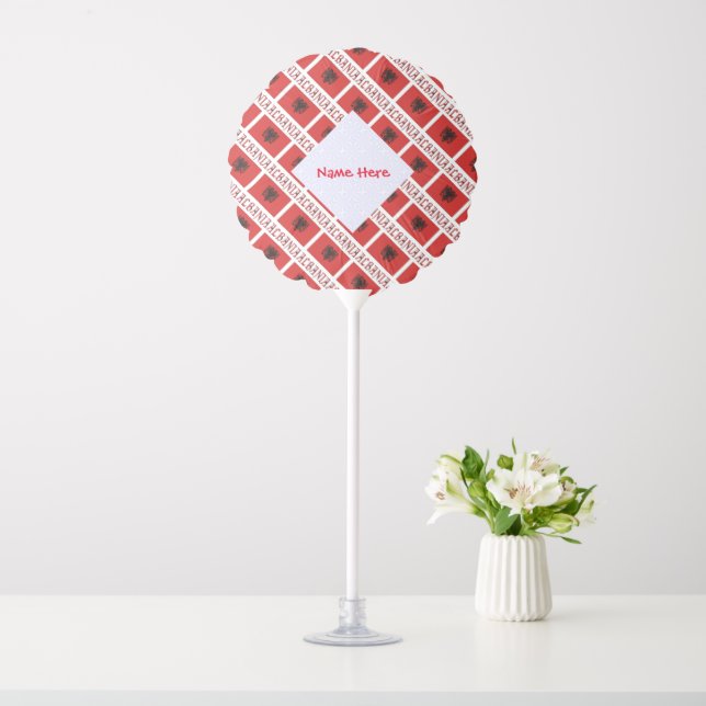 Albania Albanian Flag Tiled Red Personalized Balloon (In SItu)