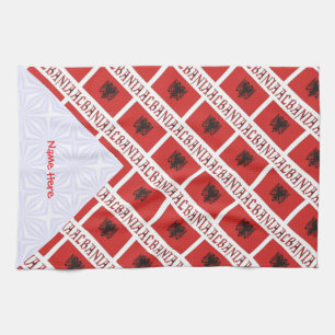 Albania Albanian Flag Tiled Red Personalized Kitchen Towel