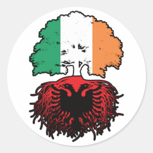 Albania Albanian Irish Ireland Tree Roots Flag Classic Round Sticker