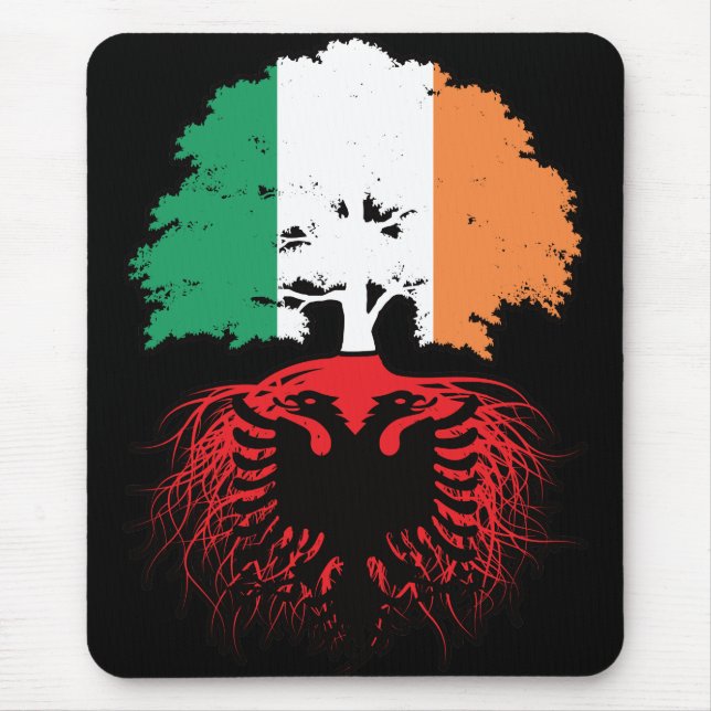 Albania Albanian Irish Ireland Tree Roots Flag Mouse Pad (Front)