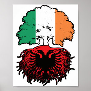 Albania Albanian Irish Ireland Tree Roots Flag Poster